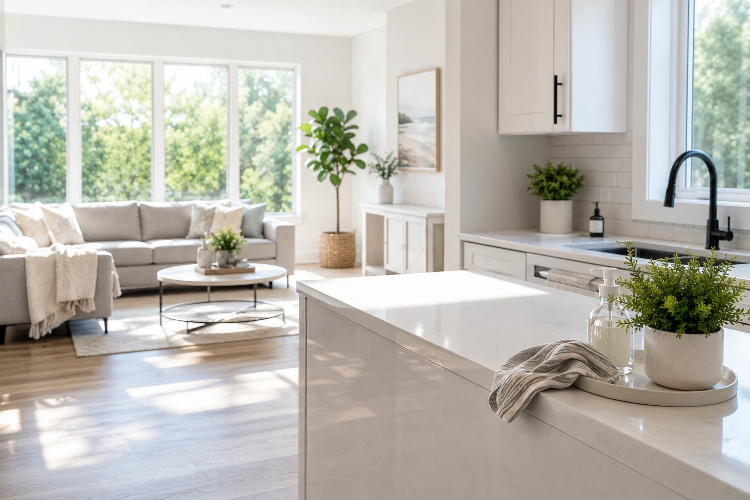 Professional cleaning supplies and guest-ready home